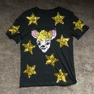 Sequined T-shirt bambi star